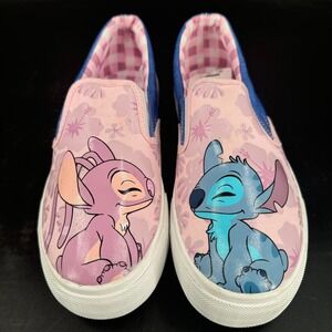 NEW Disney Stitch Shoes WOMENS Pink Blue Slip On Sneakers Ground Up SIZE 8.5